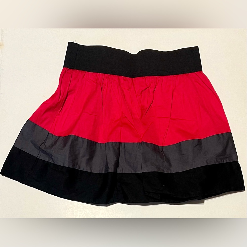 Spring street mini skirt elastic waist Sz:L pink/grey/black